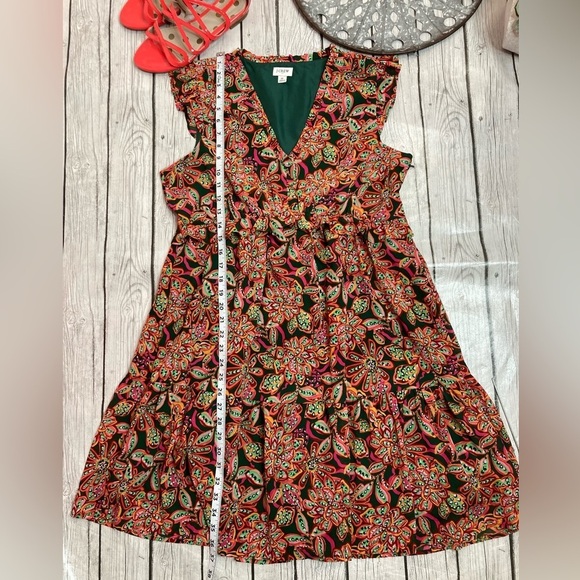 J.Crew Factory Floral Print Ruffle V-neck Mini Dress - Picture 10 of 14